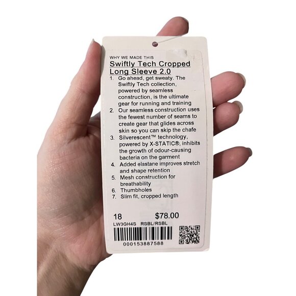 Lululemon Swiftly Tech Cropped Long-Sleeve Shirt 2.0 Rose Blush Size 18 Womens - Picture 4 of 5